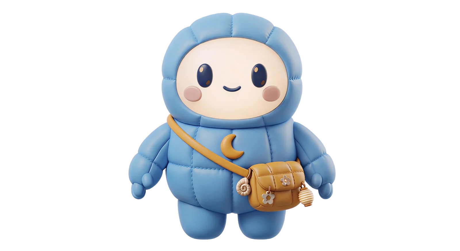 Hoshi, a small star spirit in his blue cosy suit, waving in welcome