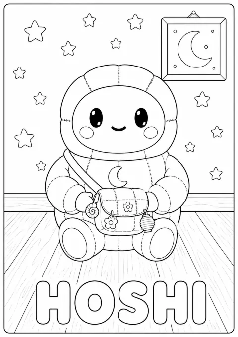 星の精ホシのぬりえ線画。英語ぬりえ無料プリントの表紙