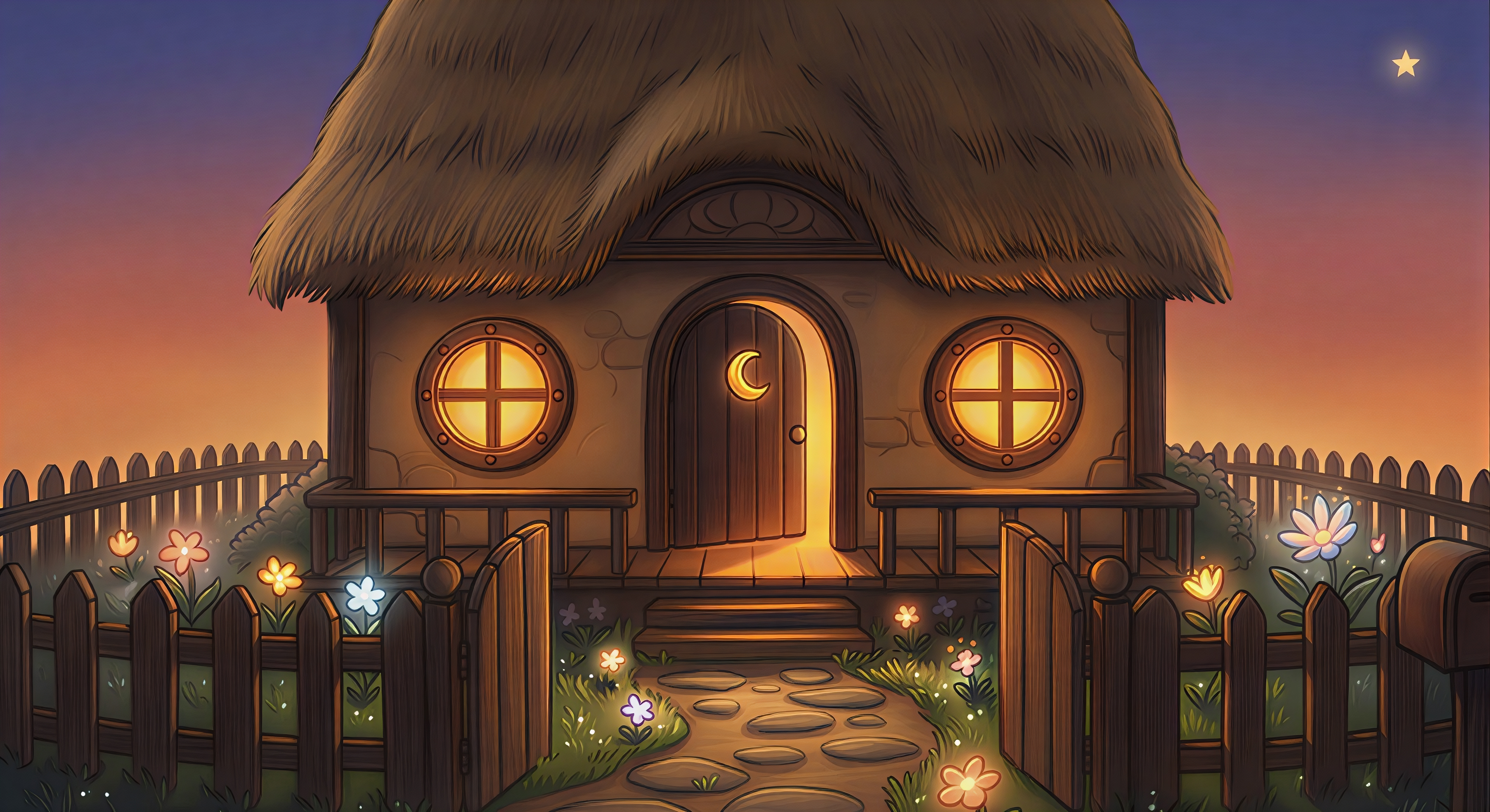 A cosy illustrated cottage