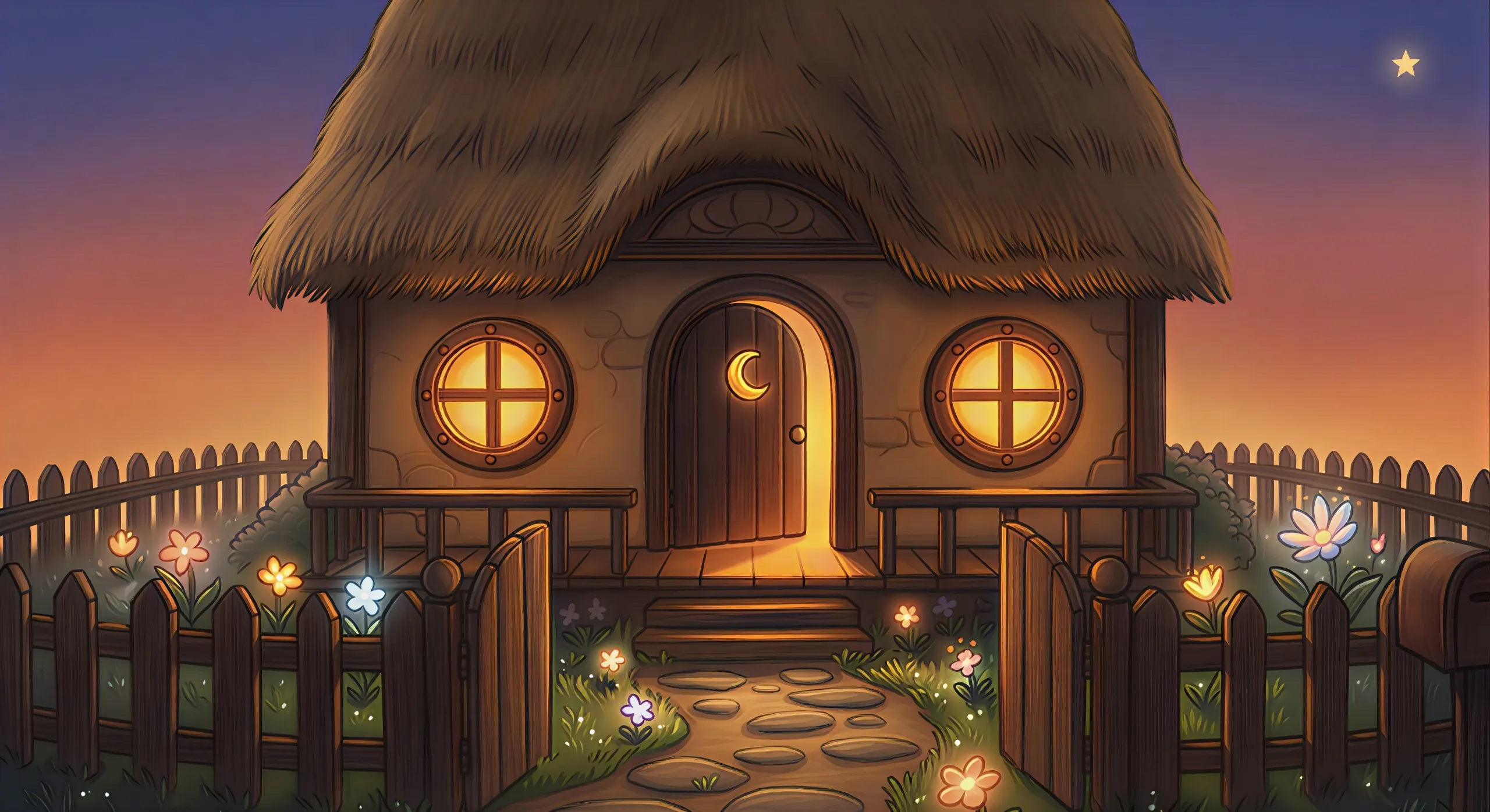 A cosy illustrated cottage